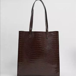 ASOS Chocolate Croc Large Shopper/Tote Bag